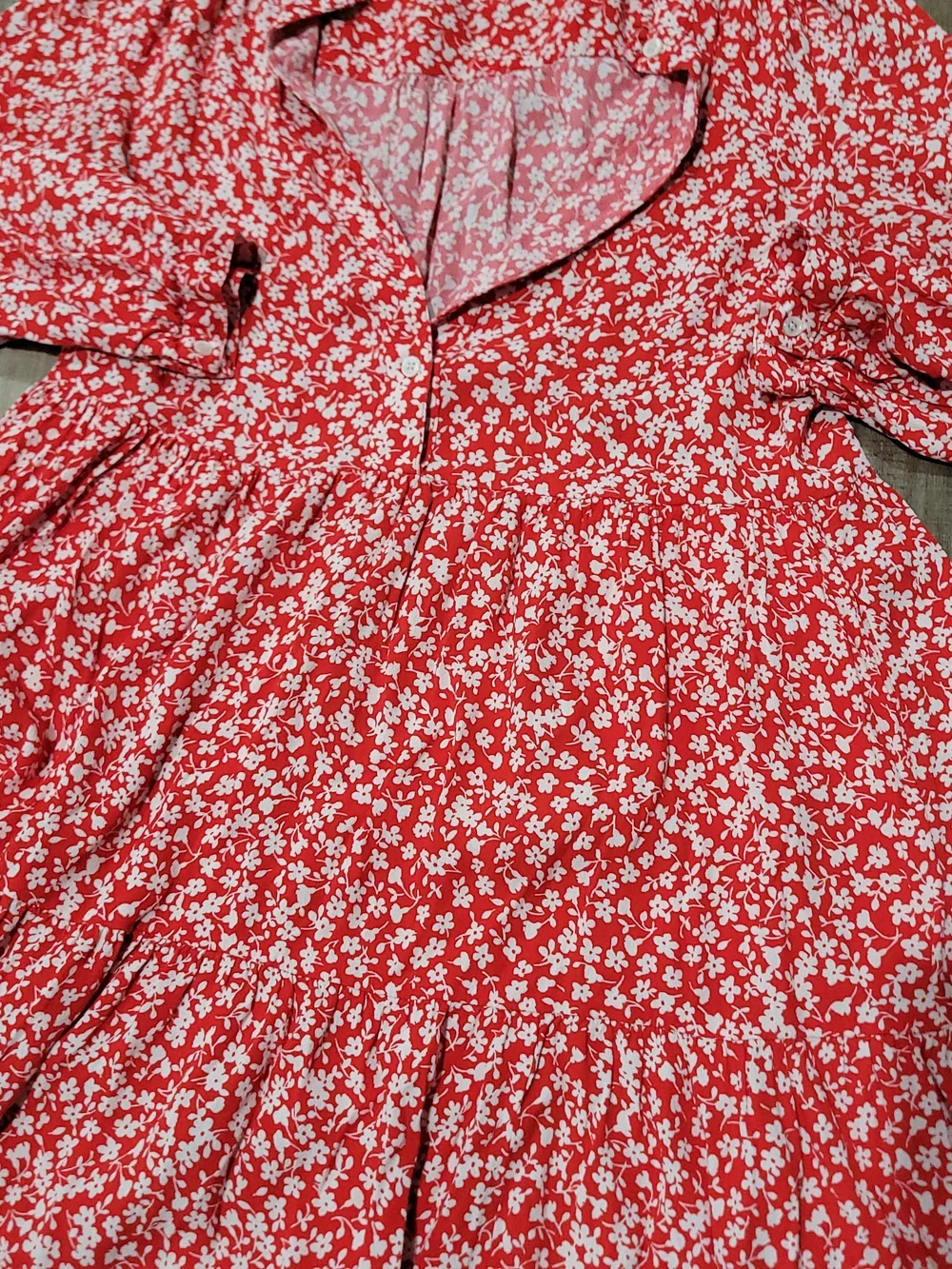 J. Crew Red & White Floral Midi Dress